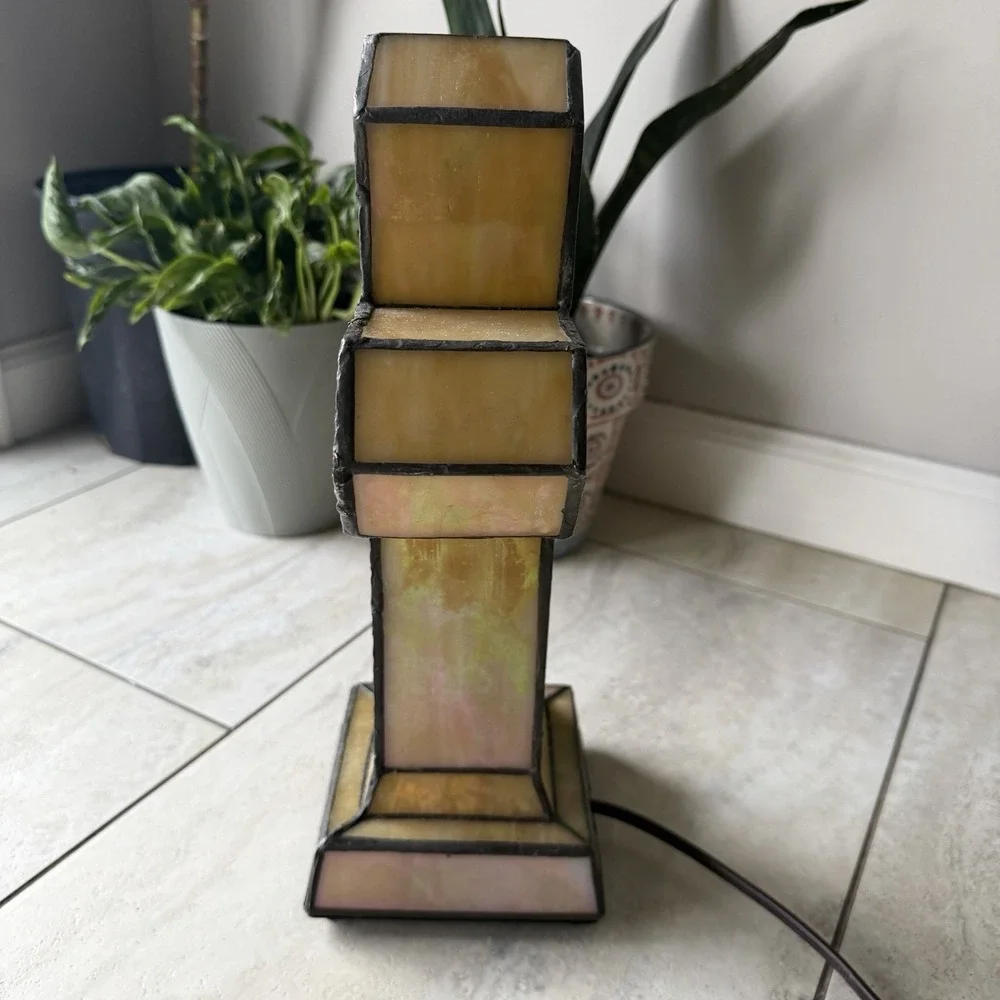 River of Goods Tiffany Style Genuine Art Glass Cross Accent‎ Lamp Night Light